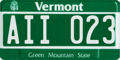 VT license plate AII023