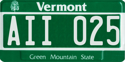 VT license plate AII025
