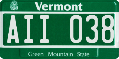 VT license plate AII038