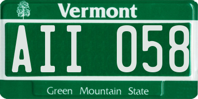 VT license plate AII058