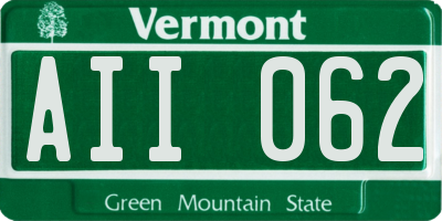 VT license plate AII062
