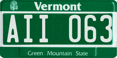 VT license plate AII063