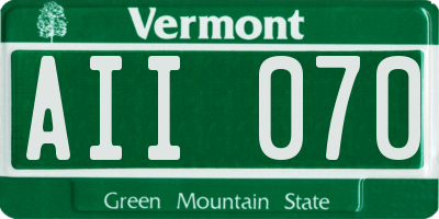 VT license plate AII070
