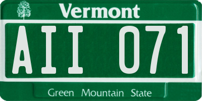 VT license plate AII071
