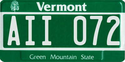 VT license plate AII072
