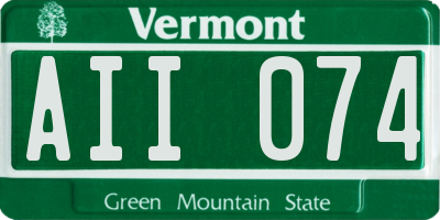 VT license plate AII074