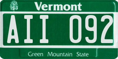 VT license plate AII092