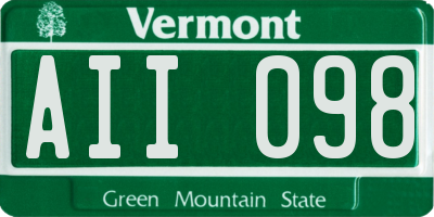 VT license plate AII098