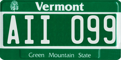 VT license plate AII099