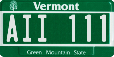 VT license plate AII111