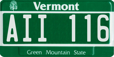VT license plate AII116