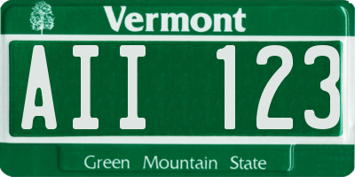 VT license plate AII123