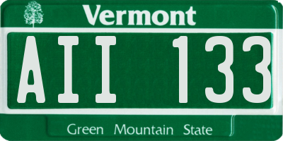 VT license plate AII133