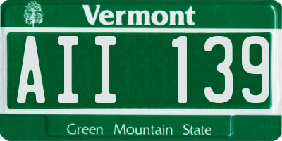 VT license plate AII139