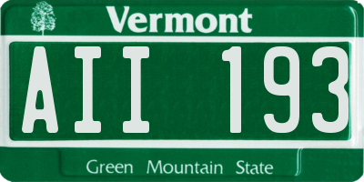 VT license plate AII193