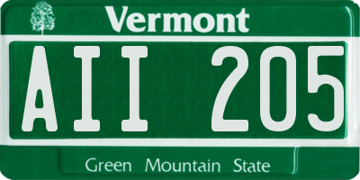 VT license plate AII205