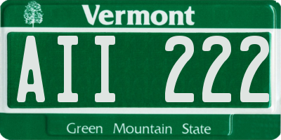 VT license plate AII222