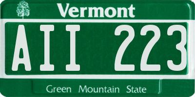 VT license plate AII223
