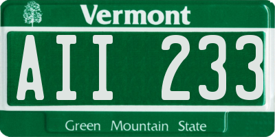 VT license plate AII233