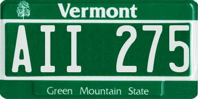 VT license plate AII275