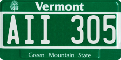 VT license plate AII305