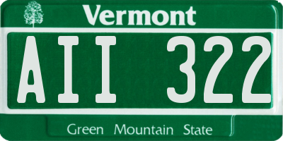 VT license plate AII322
