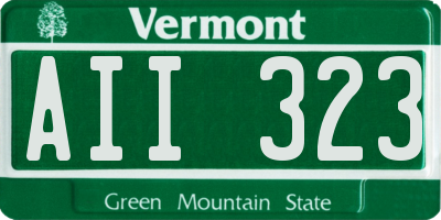VT license plate AII323