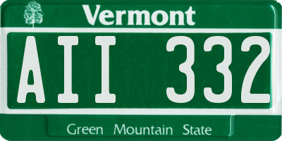 VT license plate AII332