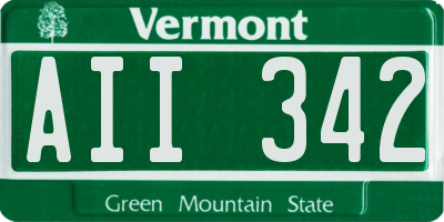 VT license plate AII342