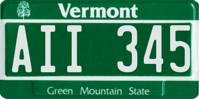 VT license plate AII345