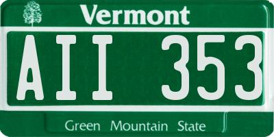 VT license plate AII353