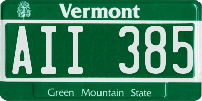 VT license plate AII385