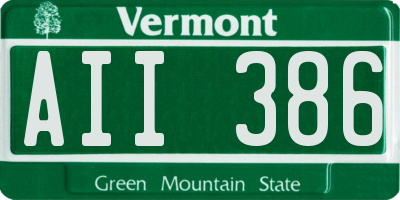 VT license plate AII386