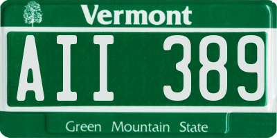 VT license plate AII389