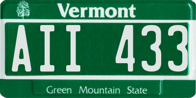 VT license plate AII433