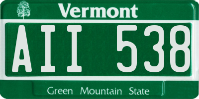 VT license plate AII538
