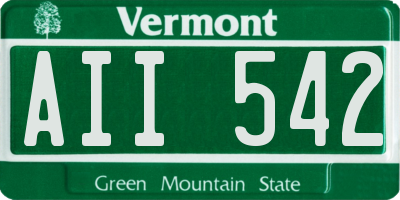 VT license plate AII542
