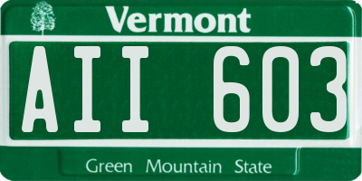 VT license plate AII603