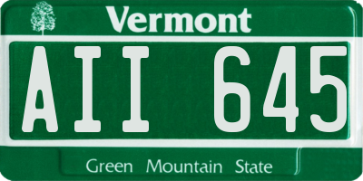 VT license plate AII645