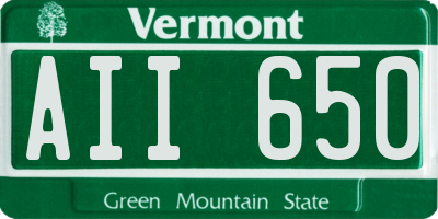 VT license plate AII650