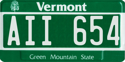 VT license plate AII654