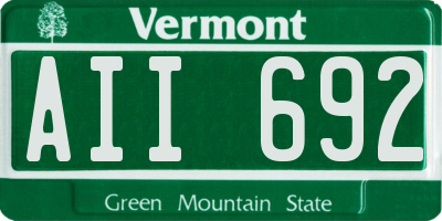 VT license plate AII692