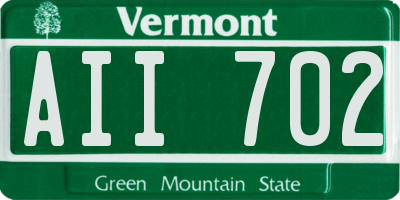 VT license plate AII702