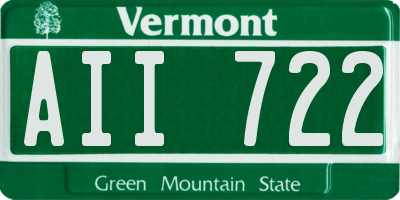 VT license plate AII722