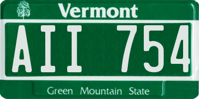 VT license plate AII754