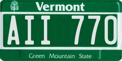 VT license plate AII770