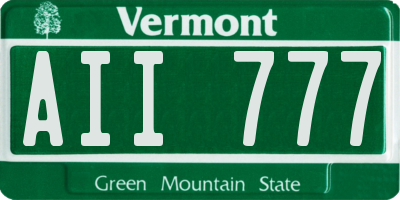 VT license plate AII777