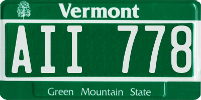 VT license plate AII778