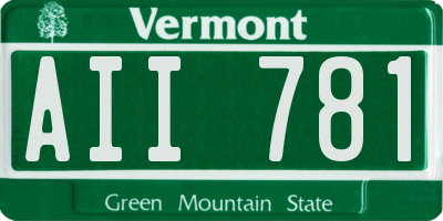 VT license plate AII781