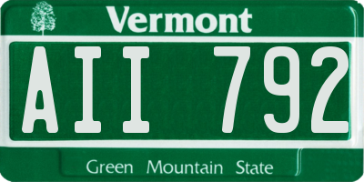 VT license plate AII792